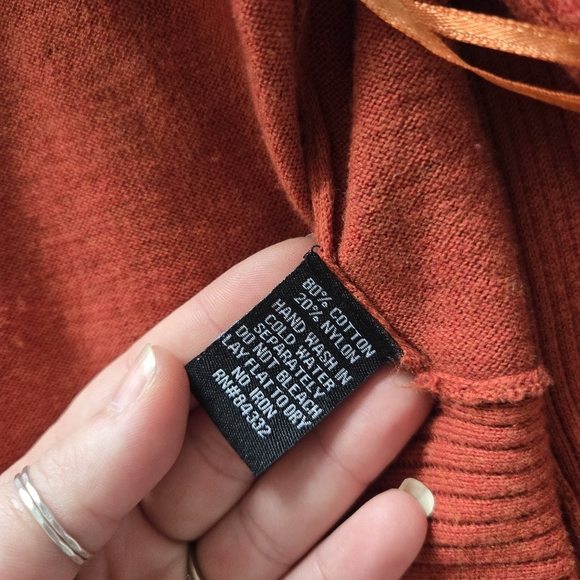 Sisters Rust Open Front Waterfall Cardigan - Picture 4 of 5